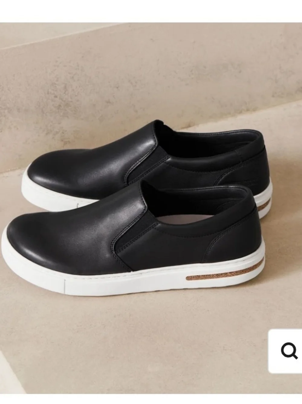 Birkenstock Oswego Women's Black Slip-On Leather Flats with White Sole 6N